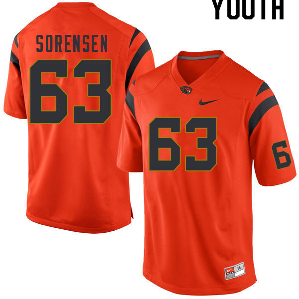 Youth #63 Korbin Sorensen Oregon State Beavers College Football Jerseys Sale-Orange - Click Image to Close